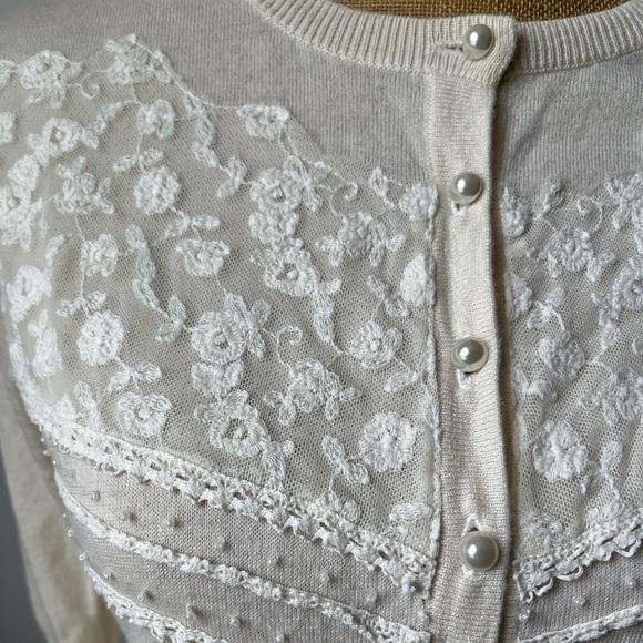 Icône Wool Sweater with Lace and Pearl Details - Picture 4 of 5